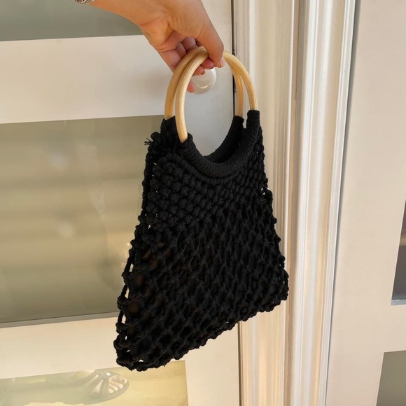 Black crotchet hand bag / purse - Picture 3 of 5